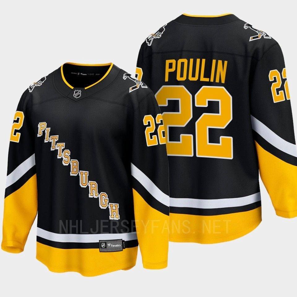 Pittsburgh Penguins Sam Poulin 22 Alternate Black Breakaway Player NHL Jersey Men's