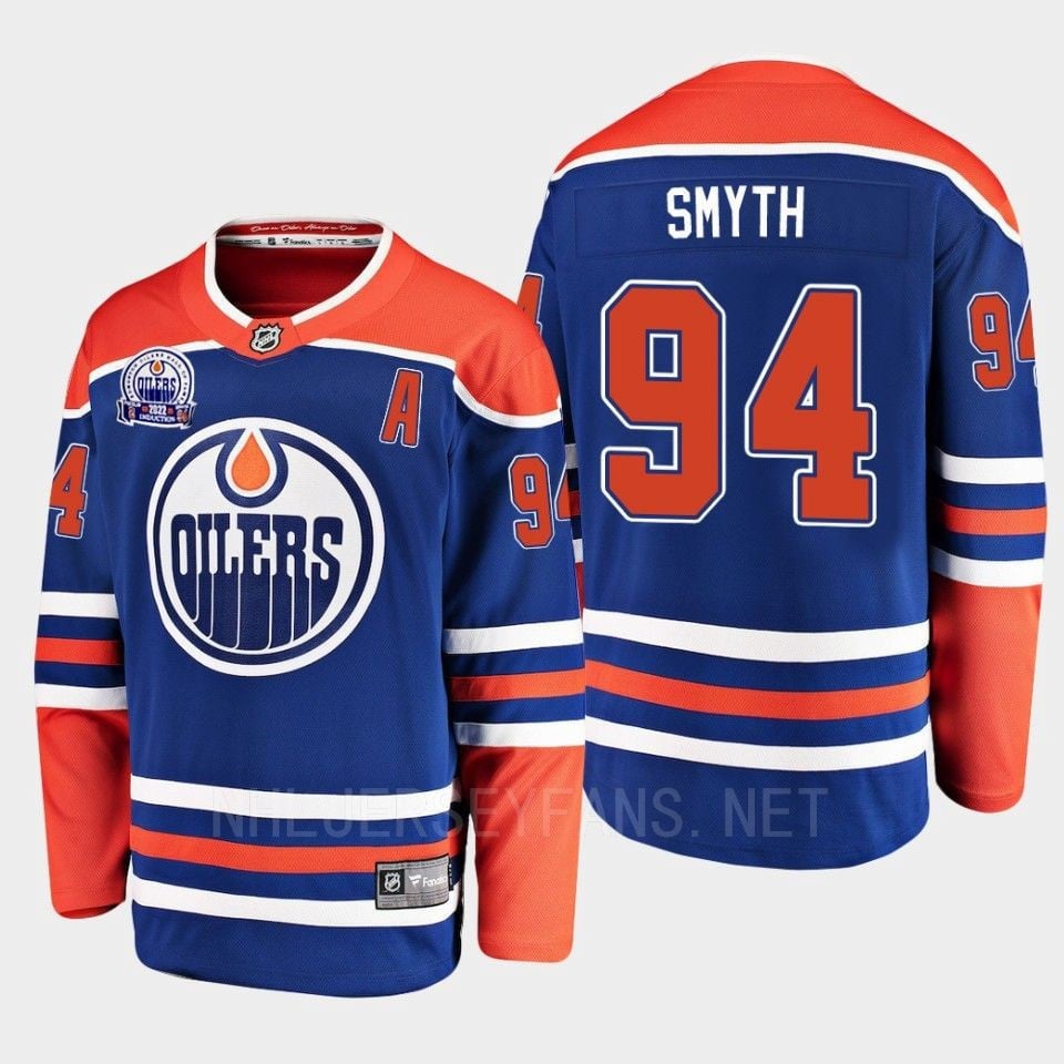Ryan Smyth 94 Hall Of Fame Patch 2022 Edmonton Oilers Royal Home NHL Jersey Men's