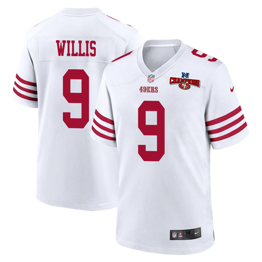 Brayden Willis 9 San Francisco 49ers NFC Champions Patch Game White NFL Jersey Men's