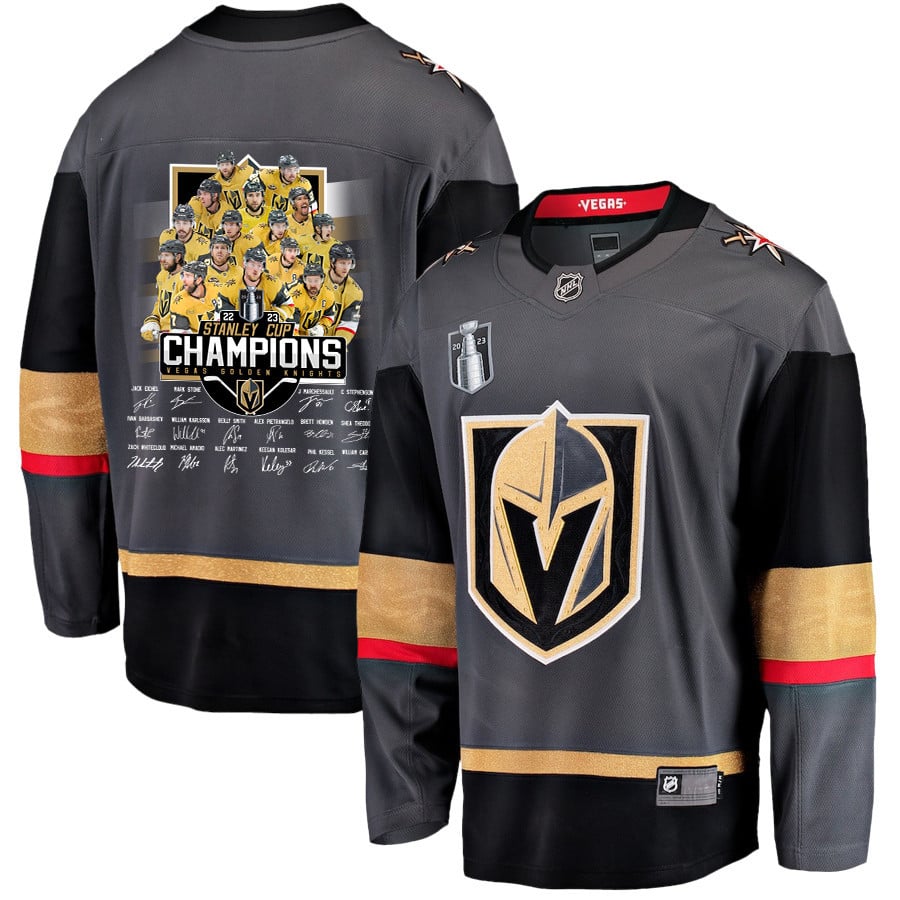 Vegas Golden Knights Players Signatures 2023 Stanley Cup Black NHL Jersey Men's