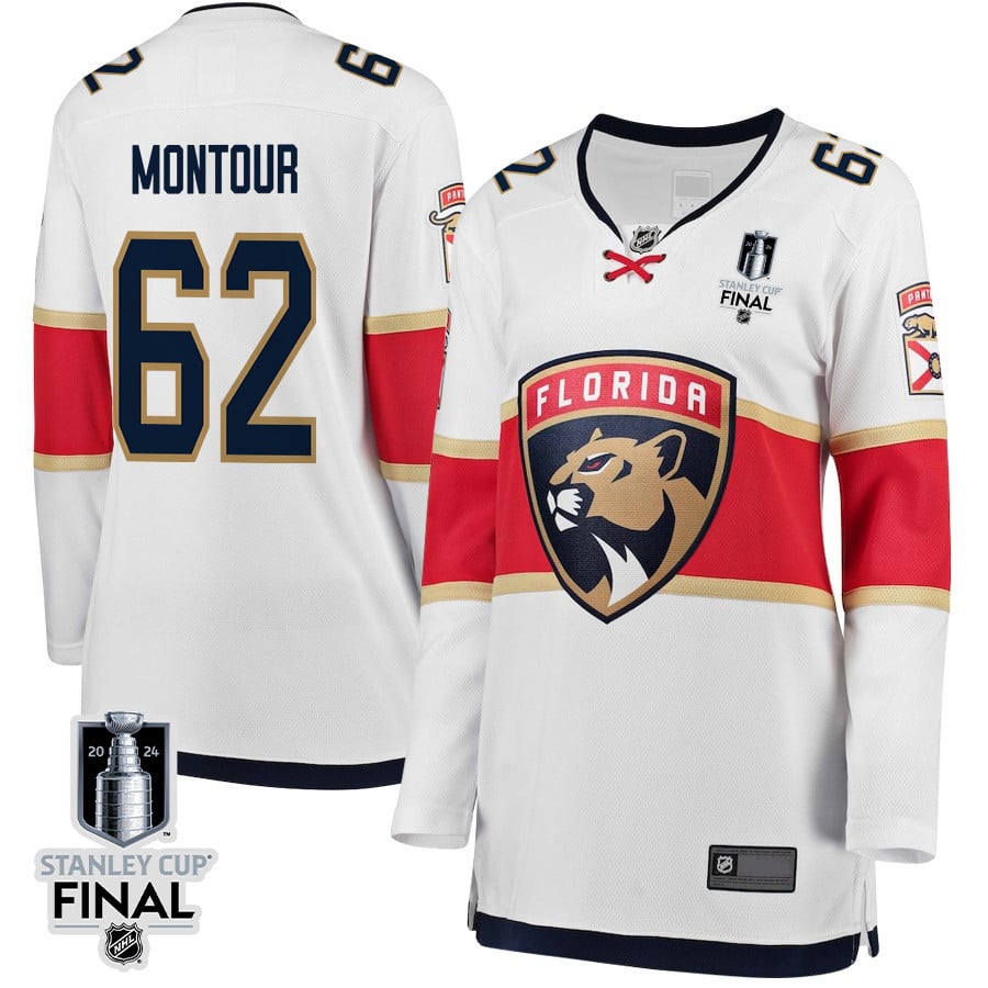 Brandon Montour 62 Florida Panthers 2024 STANLEY CUP Final Away Breakaway White NHL Jersey Women's