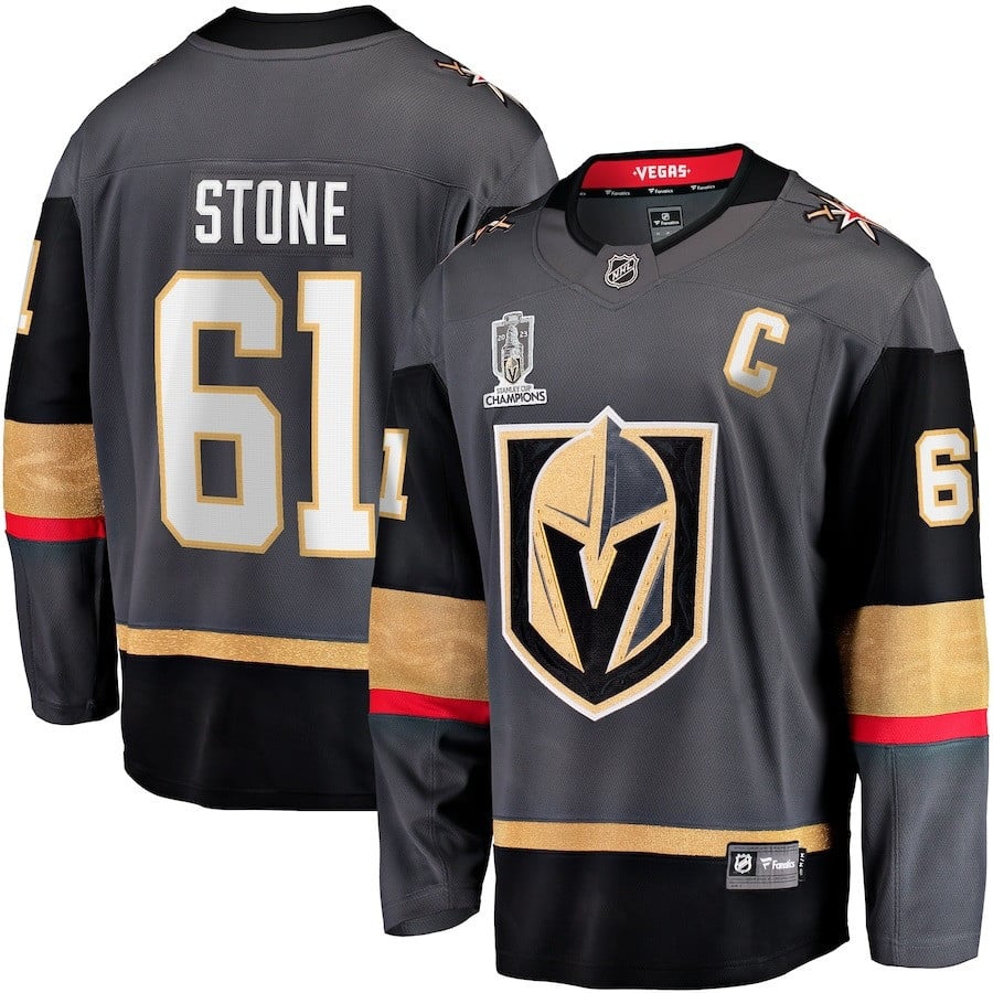 Mark Stone 61 Vegas Golden Knights 2023 Stanley Cup Champions Patch Alternate Breakaway Black NHL Jersey Men's