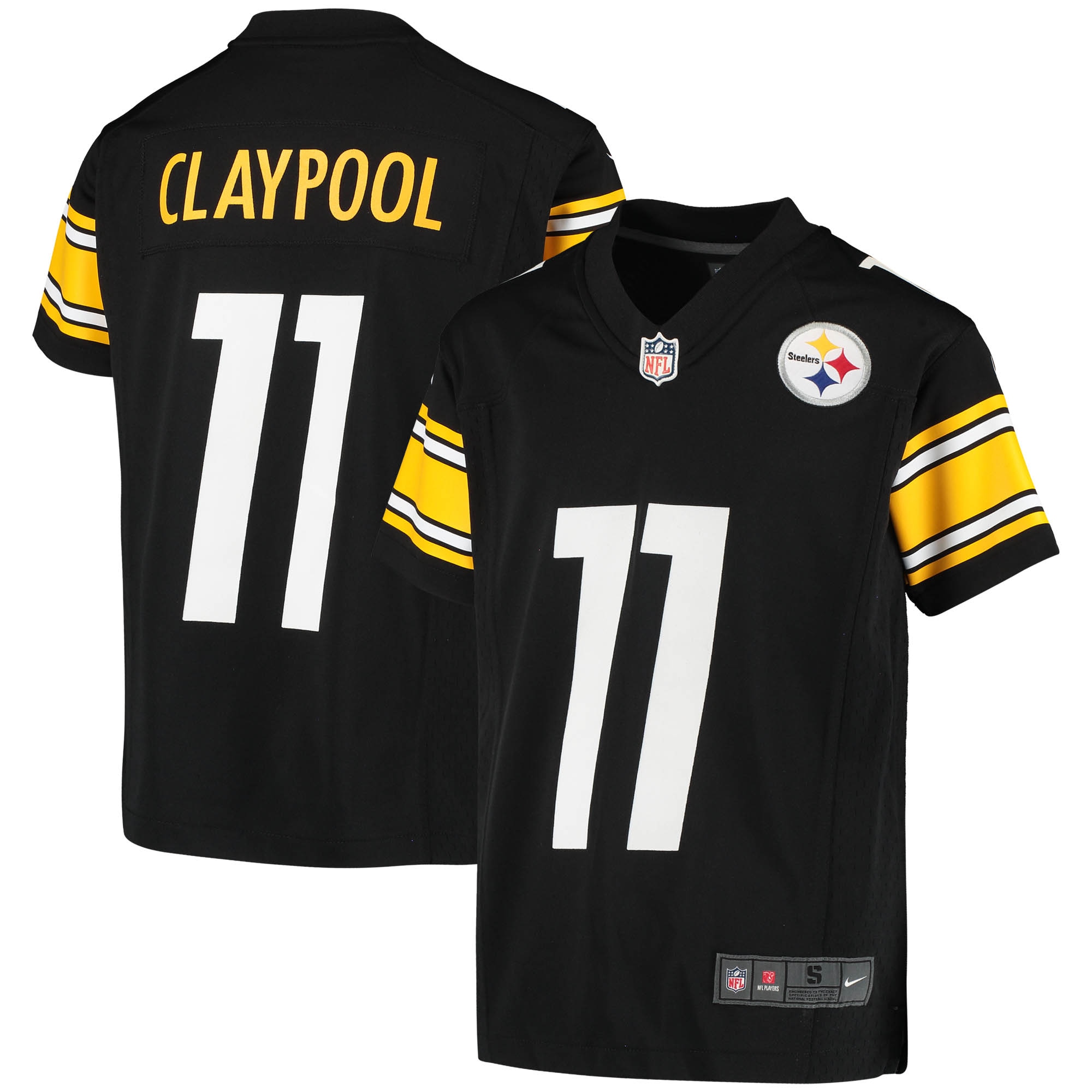 Pittsburgh Steelers Chase Claypool Black Game NFL Jersey Youth