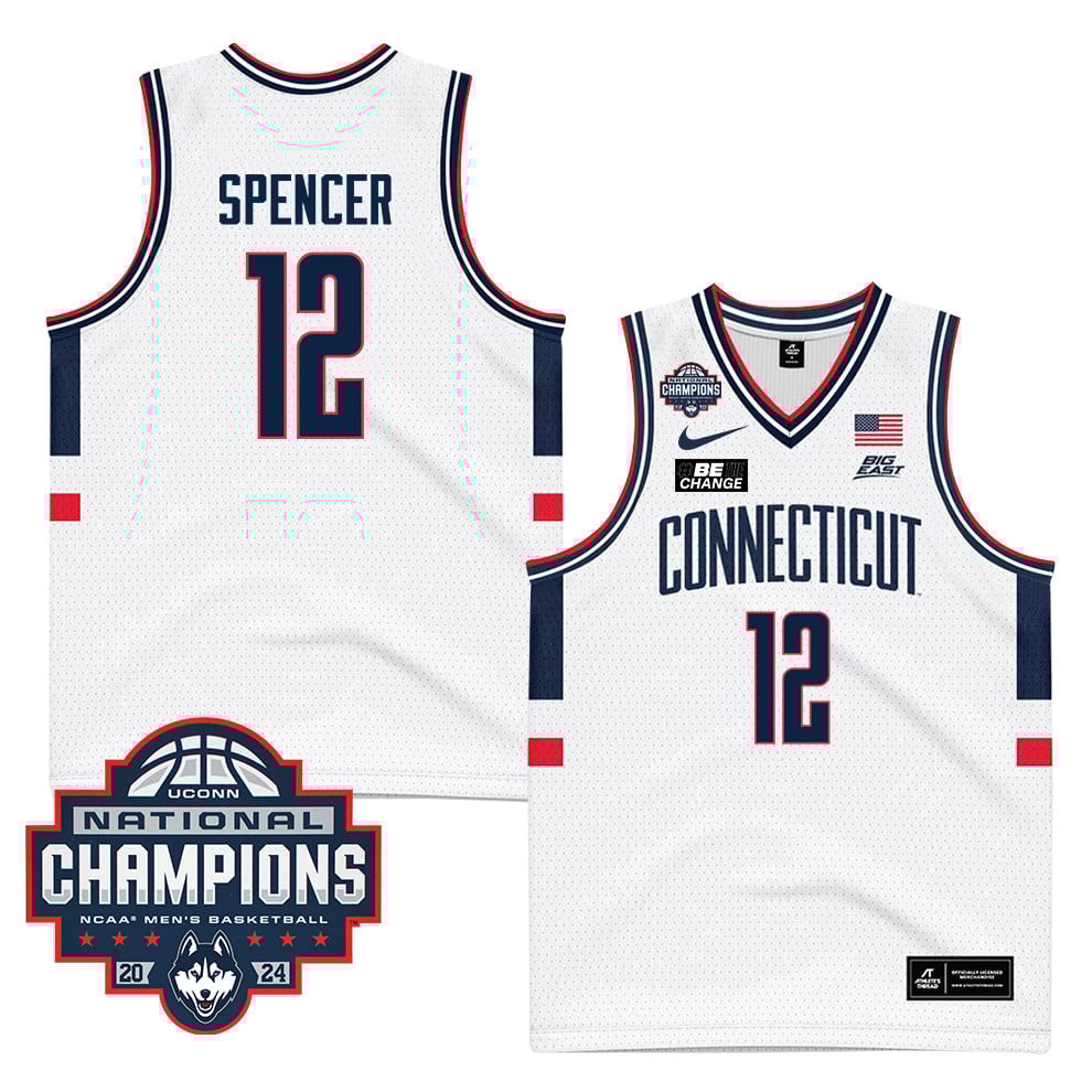Cam Spencer 12 UConn Huskies 2024 National Champions Patch Unisex NCAA Jersey Unisex