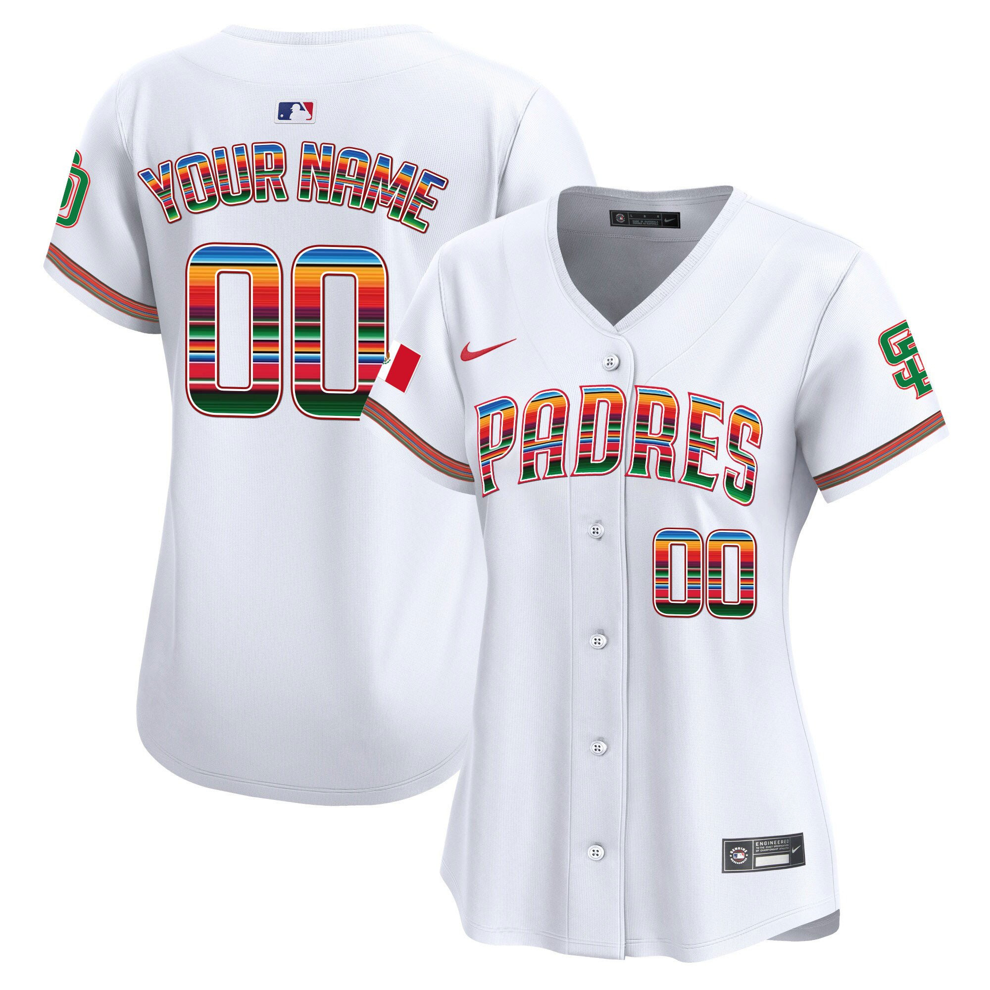 San Diego Padres Mexico Custom White MLB Jersey Women's