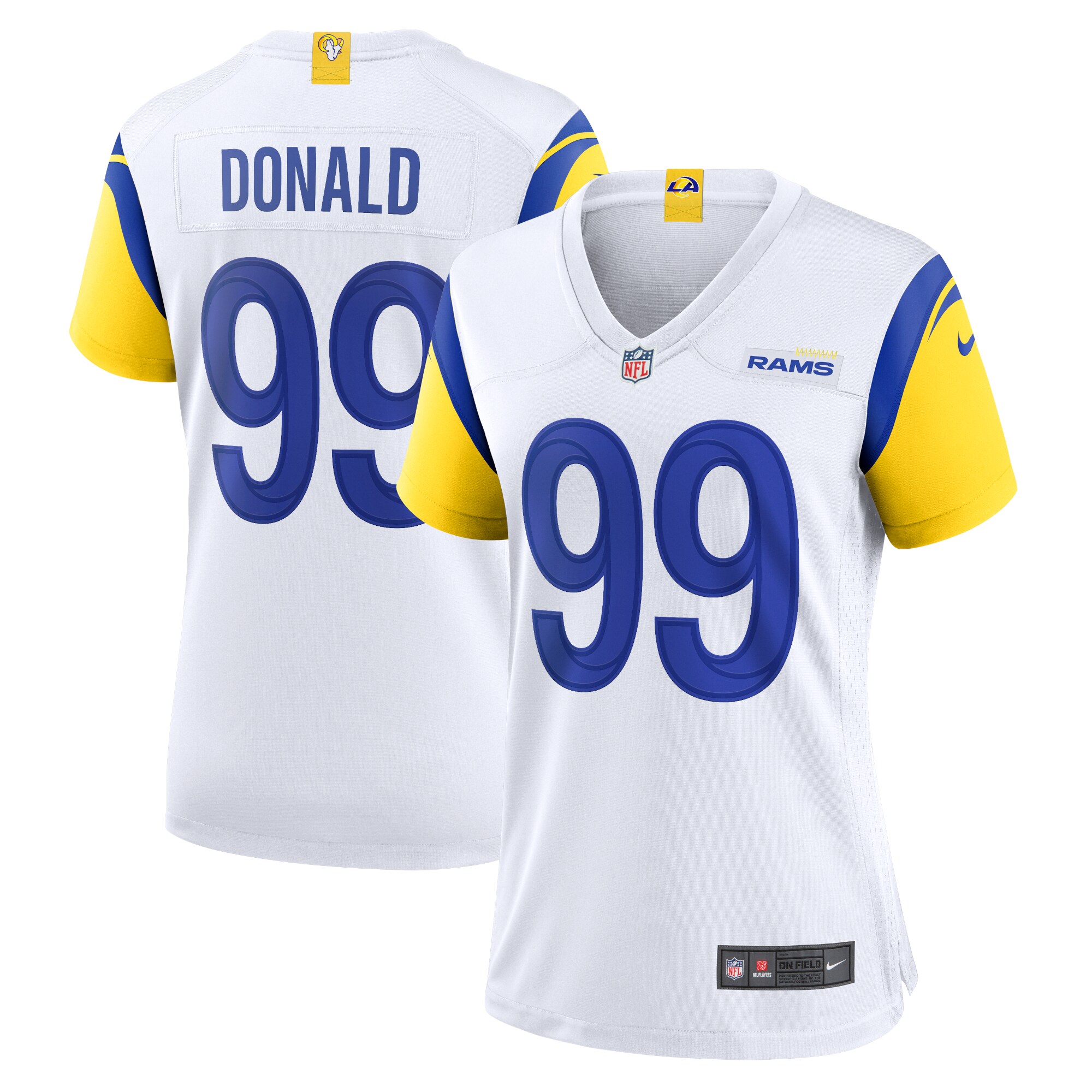 Los Angeles Rams Aaron Donald White Player NFL Jersey Women's