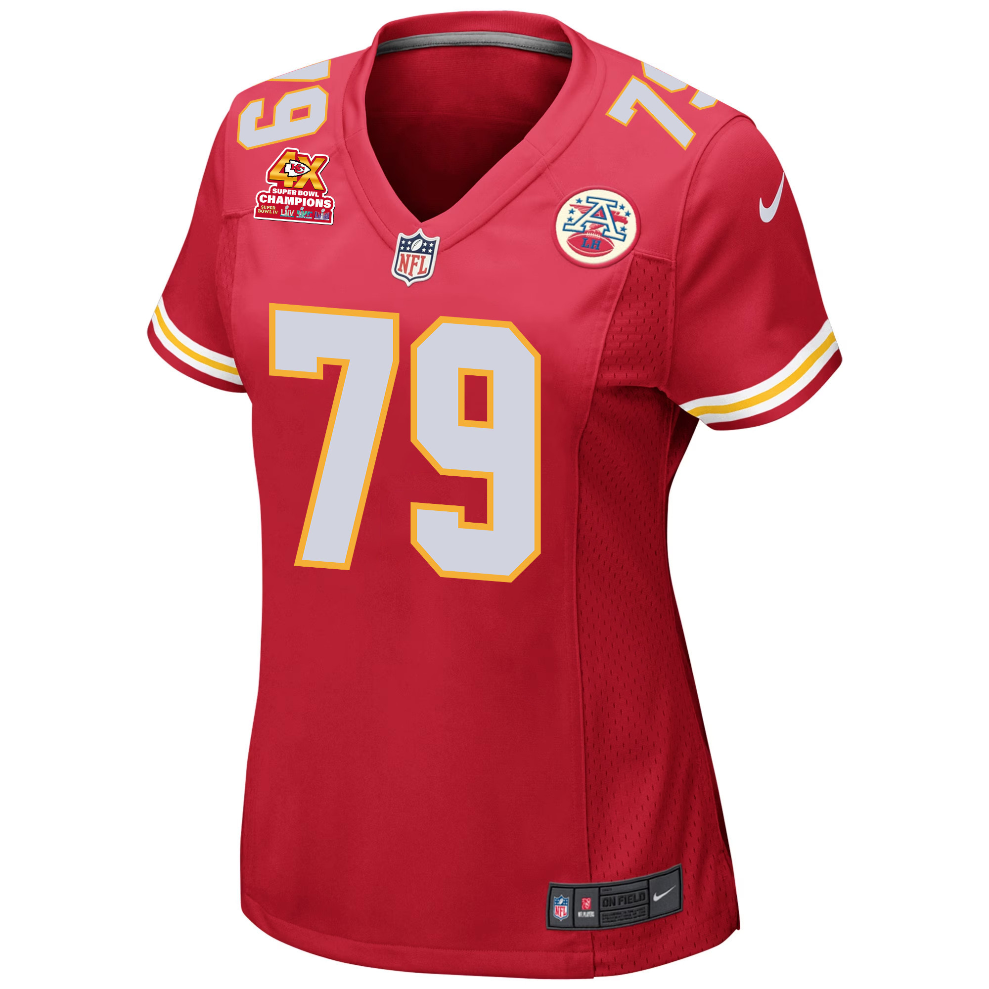 Donovan Smith 79 Kansas City Chiefs Super Bowl LVIII Champions 4X Game Red NFL Jersey Women's