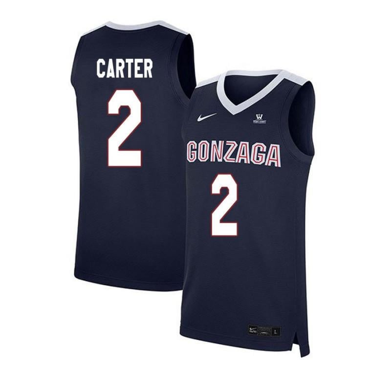 2 Marquise Carter Navy Elite Gonzaga Bulldogs NCAA Jersey Men's
