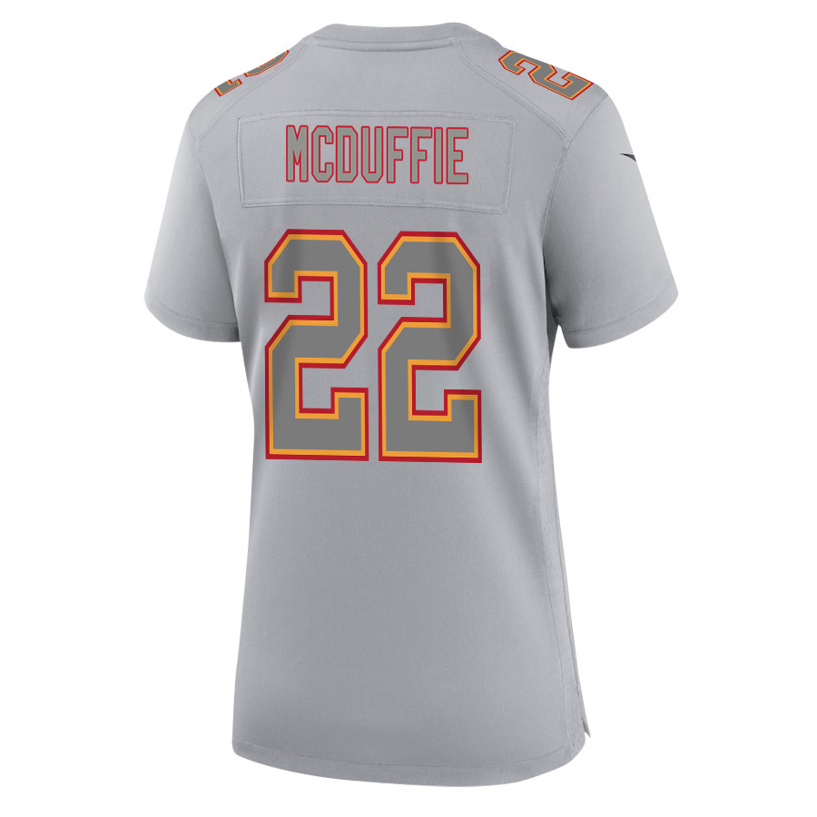 Trent McDuffie 22 Kansas City Chiefs Super Bowl LVIII Champions 4X Atmosphere Fashion Game Gray NFL Jersey Women's