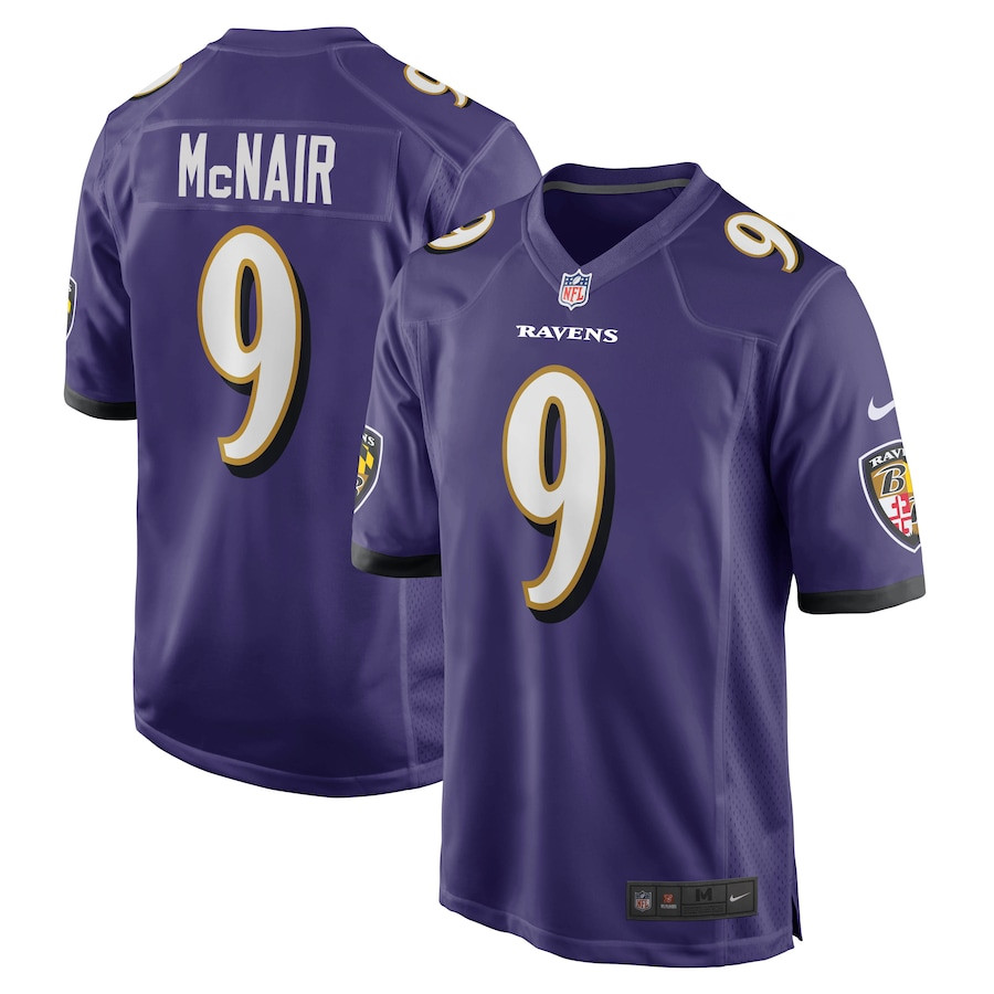 Steve McNair 9 Baltimore Ravens Game Retired Purple NFL Jersey Men's