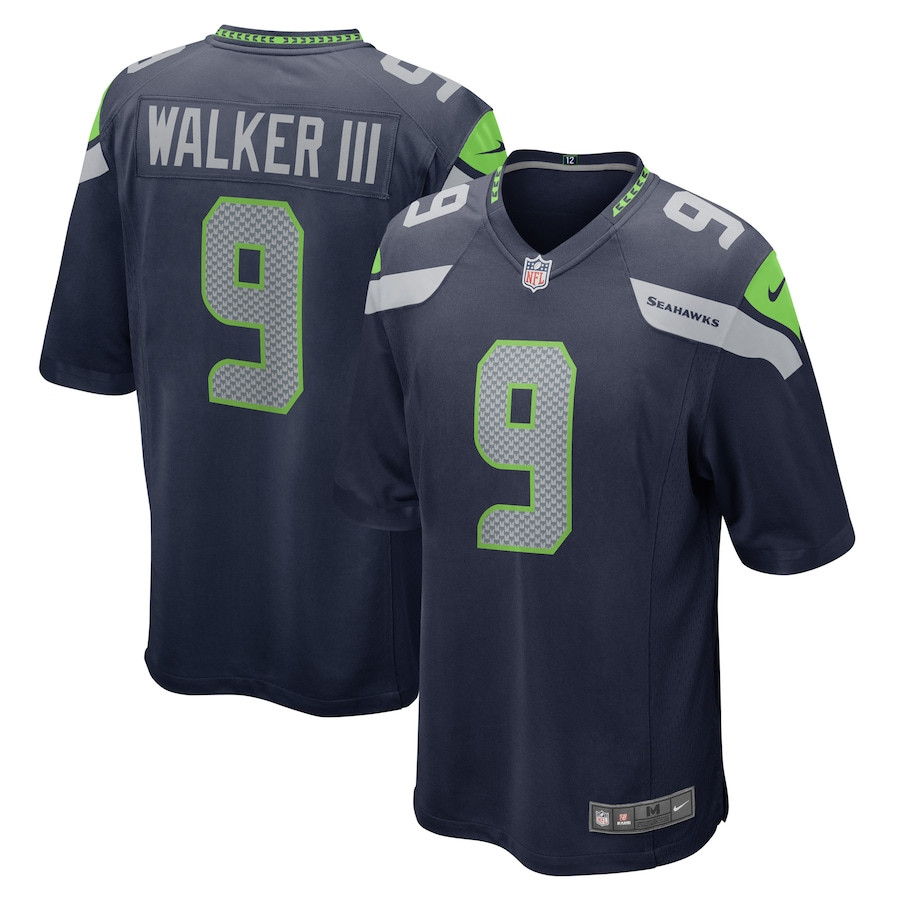 Kenneth Walker III 9 Seattle Seahawks Game Navy NFL Jersey Men's