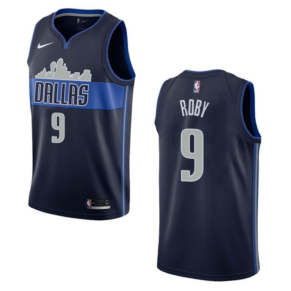 Dallas Mavericks 9 Isaiah Roby Statement Swingman Navy NBA Jersey Men's