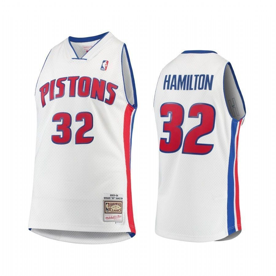 Detroit Pistons Richard Hamilton 3 White Hardwood Classics NBA Jersey Men's
