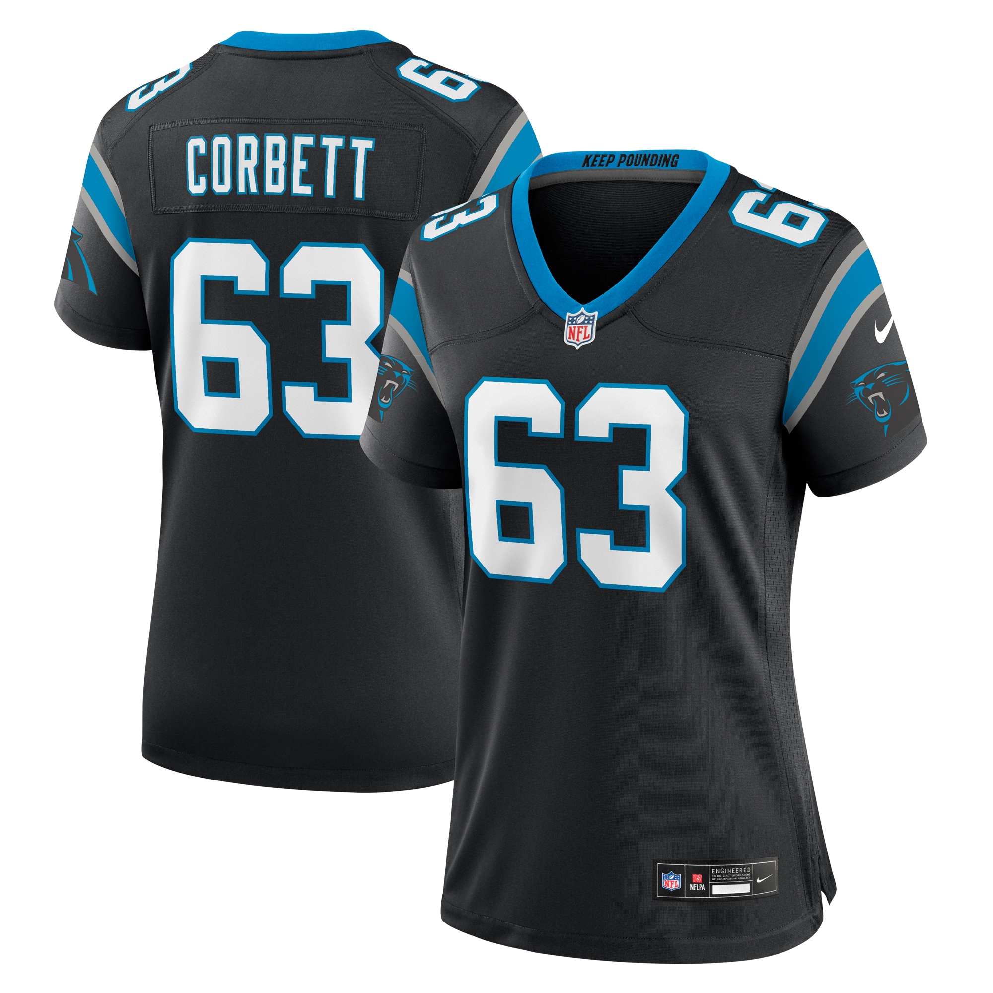 Carolina Panthers Austin Corbett Black Team Game NFL Jersey Women's