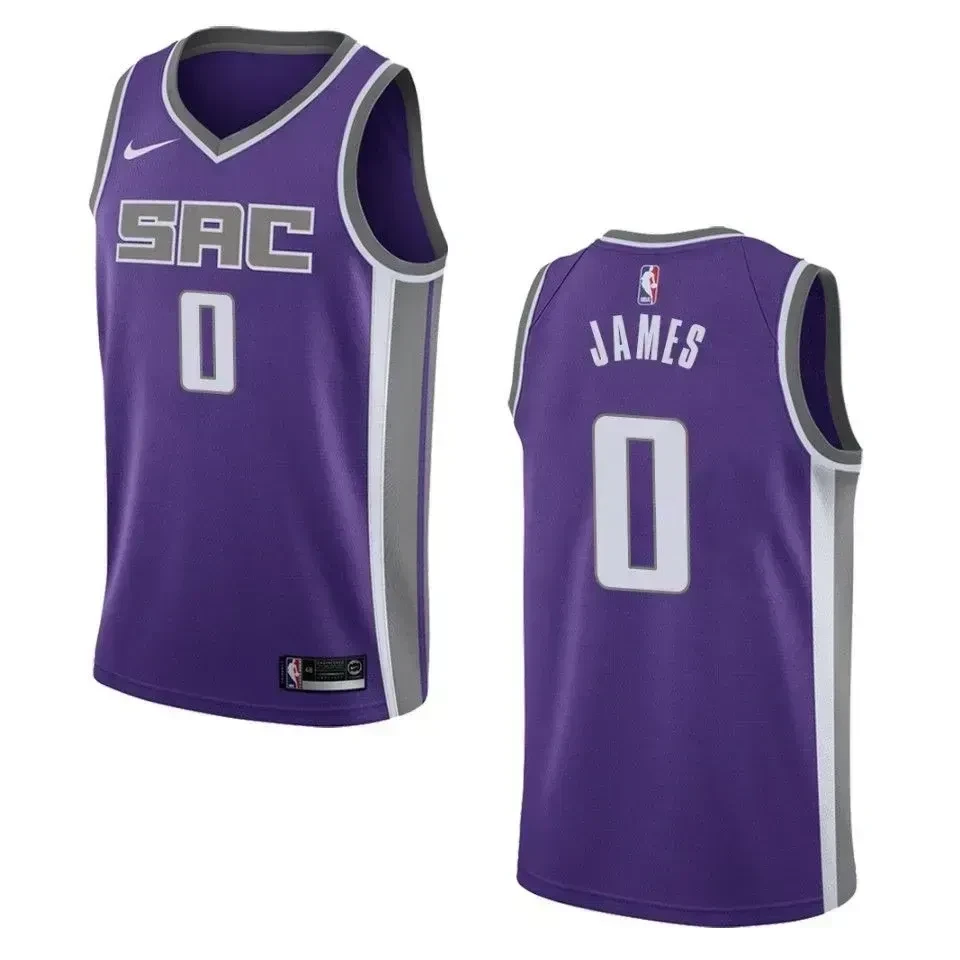 Sacramento Kings 0 Justin James Icon Swingman Purple NBA Jersey Men's