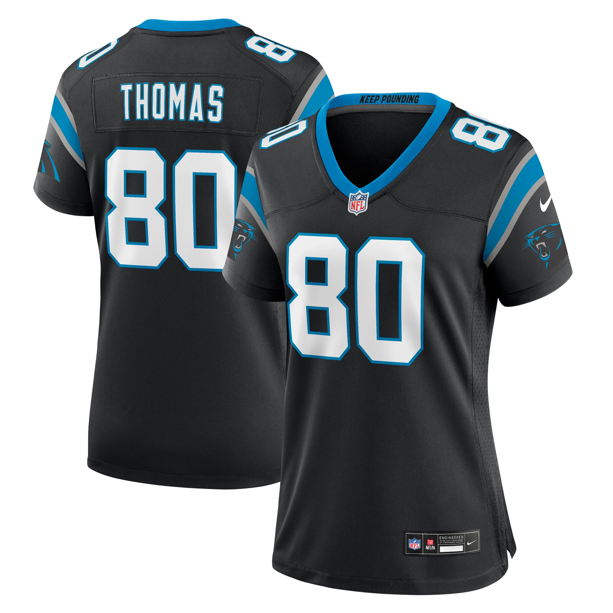 Carolina Panthers Ian Thomas Black Team Game NFL Jersey Women's