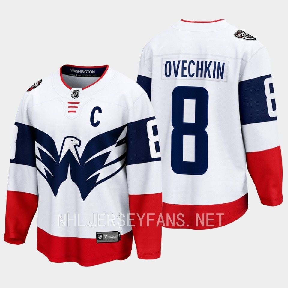 Alexander Ovechkin 8 Washington Capitals 2023 Stadium White Primegreen NHL Jersey Men's