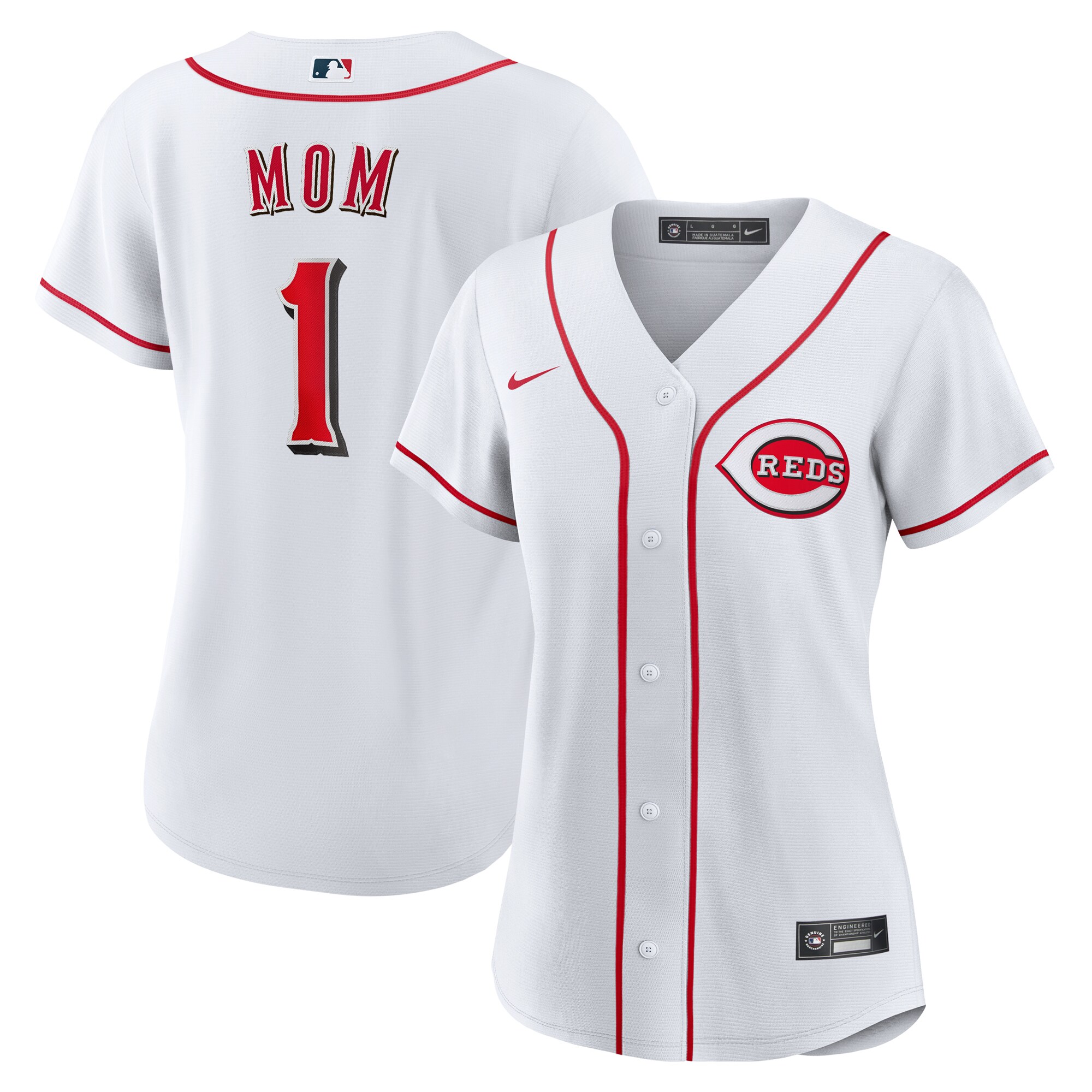 Cincinnati Reds White #1 Mom Home MLB Jersey Women's