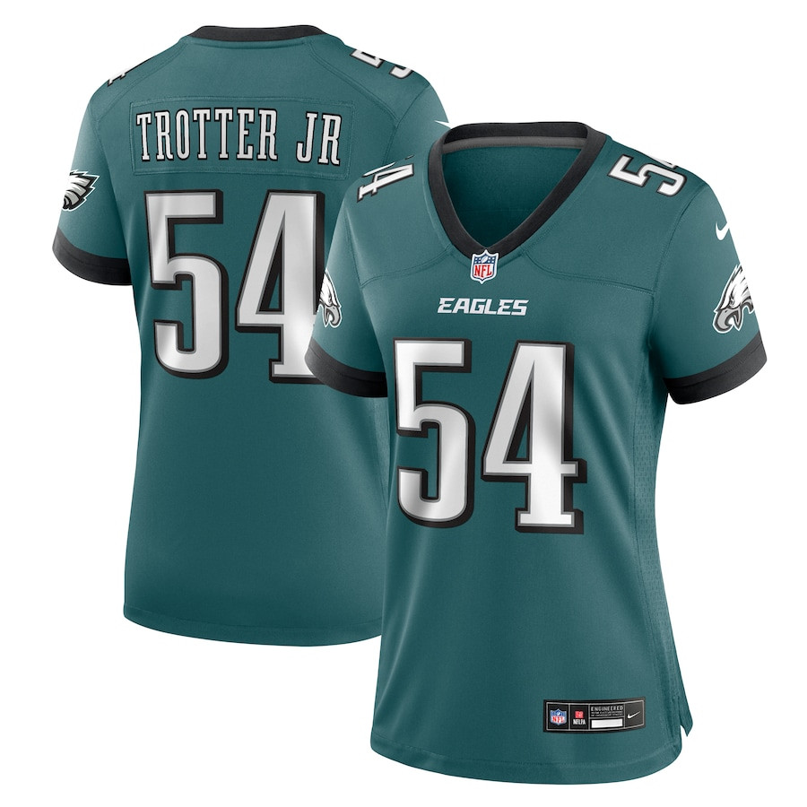Jeremiah Trotter Jr. 54 Philadelphia Eagles Team Game Midnight Green NFL Jersey Women's