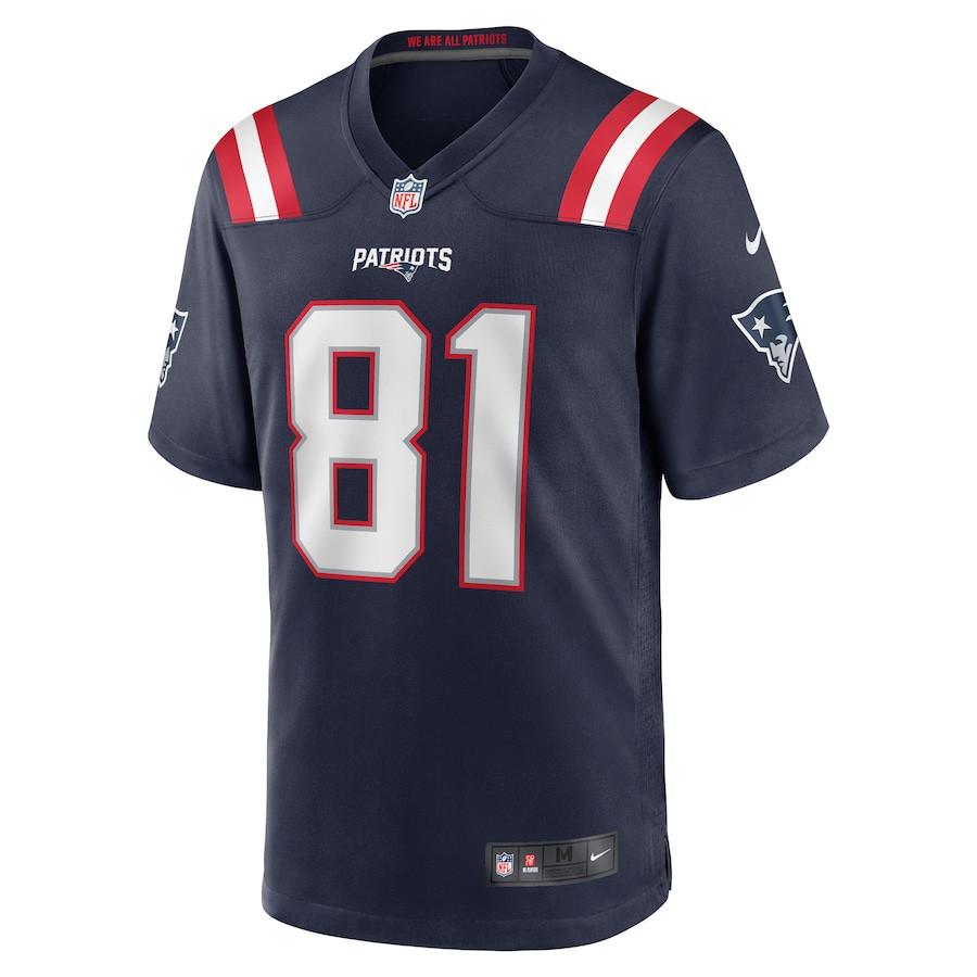 Demario Douglas 81 New England Patriots Game Navy NFL Jersey Men's