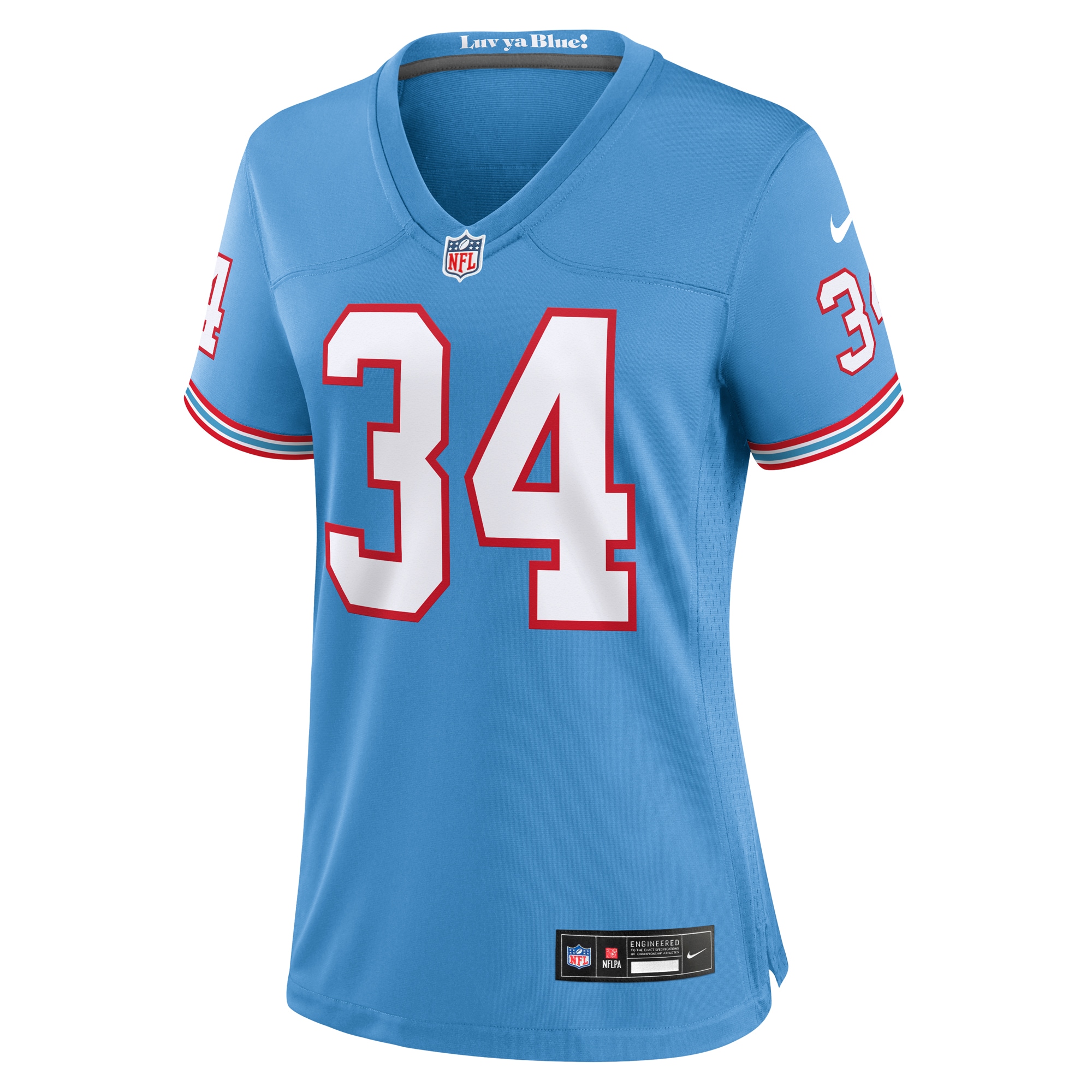 Tennessee Titans Earl Campbell Light Blue Oilers Throwback Retired Player Game NFL Jersey Women's
