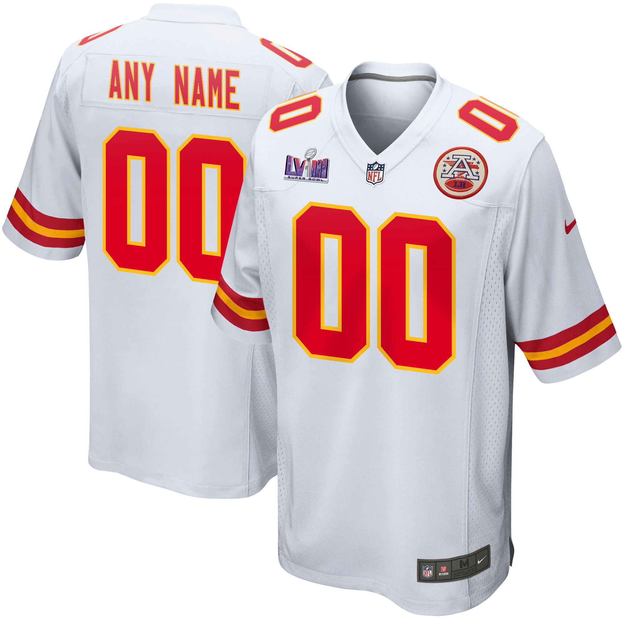 Kansas City Chiefs Super Bowl LVIII Patch Game Custom White NFL Jersey Men's