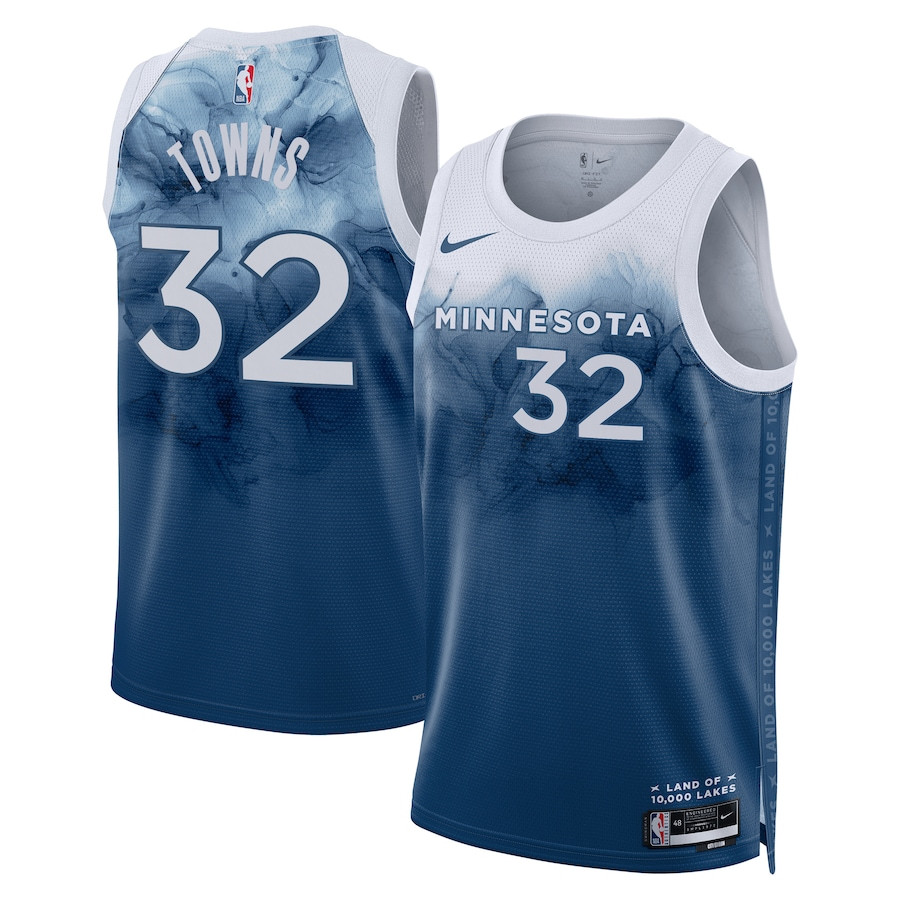 Karl-Anthony Towns 32 Minnesota Timberwolves 2023/24 City Edition Swingman Blue NBA Jersey Men's