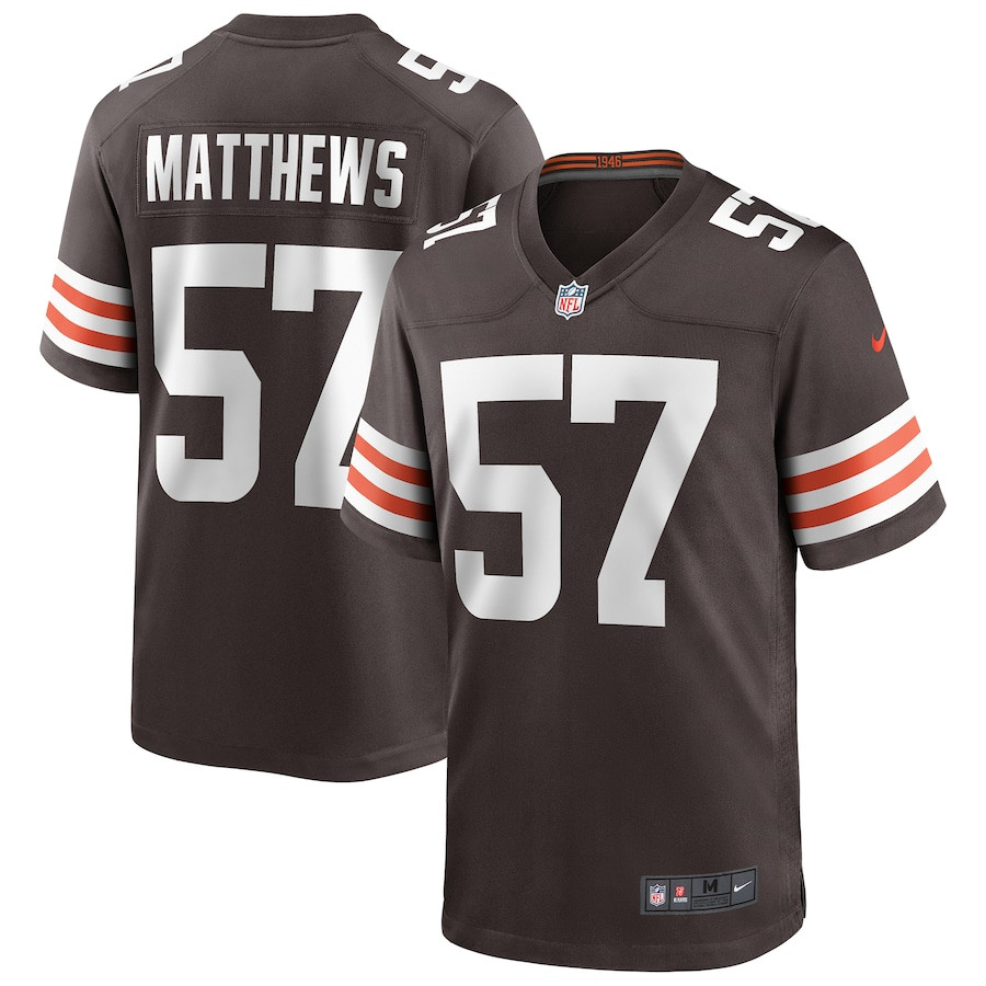 Clay Matthews 57 Cleveland Browns Game Retired Brown NFL Jersey Men's