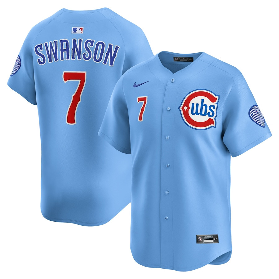 Dansby Swanson 7 Chicago Cubs Limited Alternate 2 Baby Blue MLB Jersey Men's