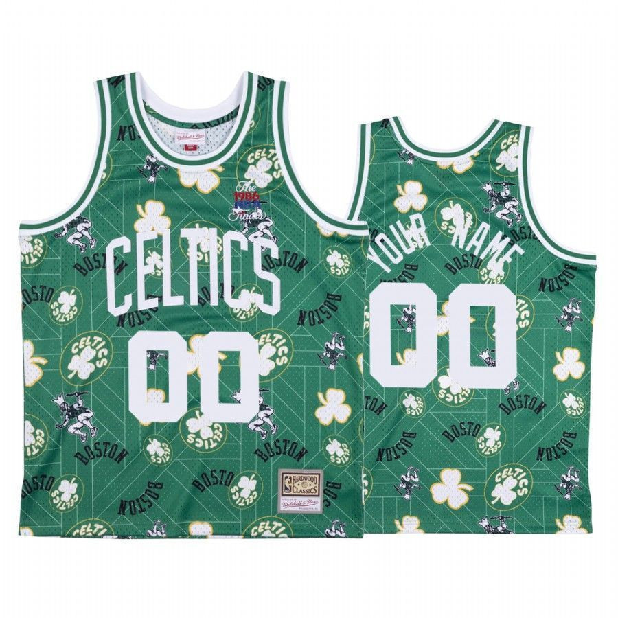 Custom 00 Boston Celtics Green Tear Up Pack NBA Jersey Men's