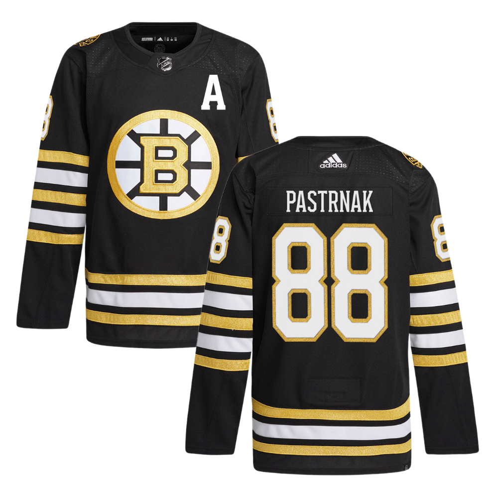 David Pastr??k 88 Boston Bruins 100th Anniversary Primegreen Home Black NHL Jersey Men's