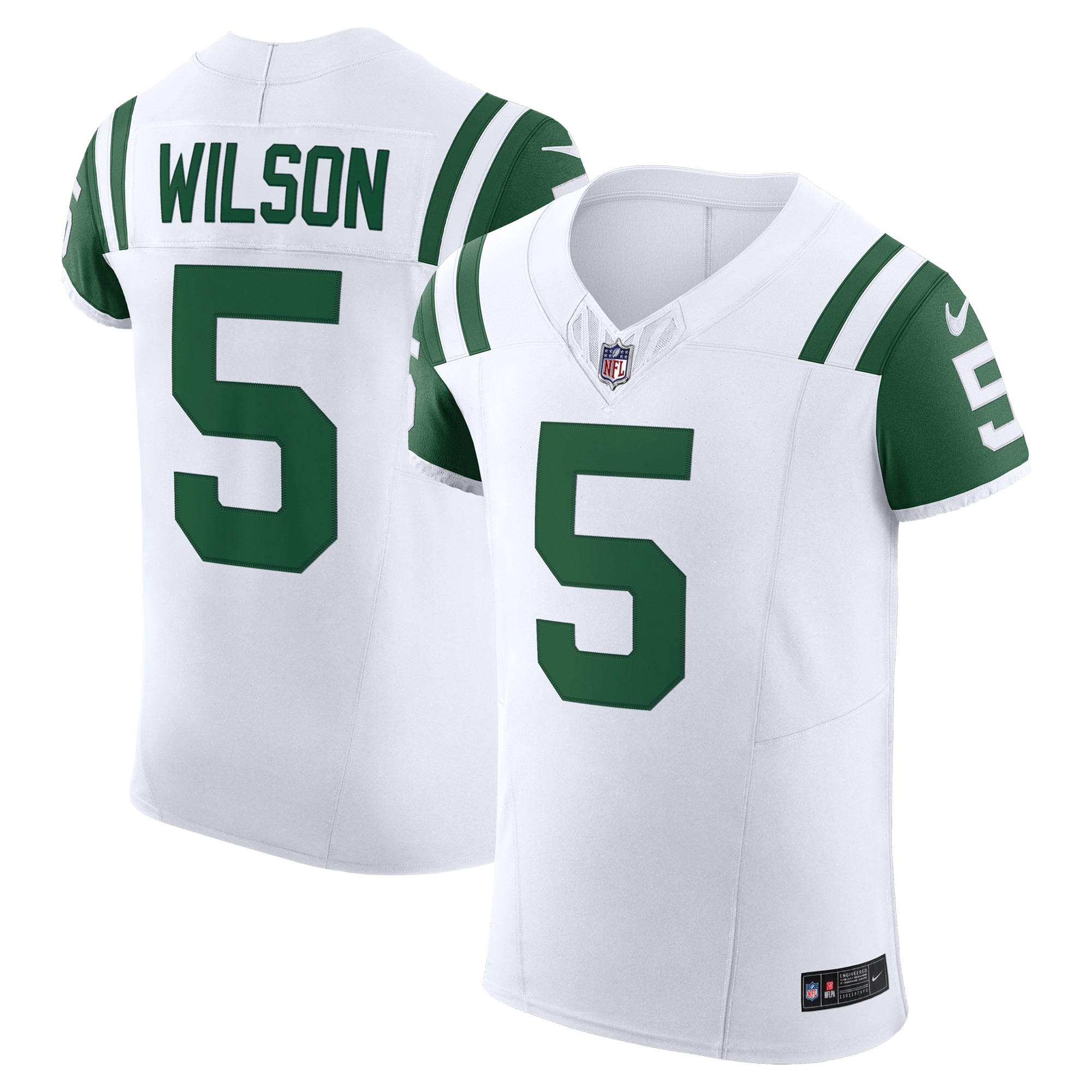 New York Jets Garrett Wilson White Classic Alternate Vapor F.U.S.E. Elite NFL Jersey Men's