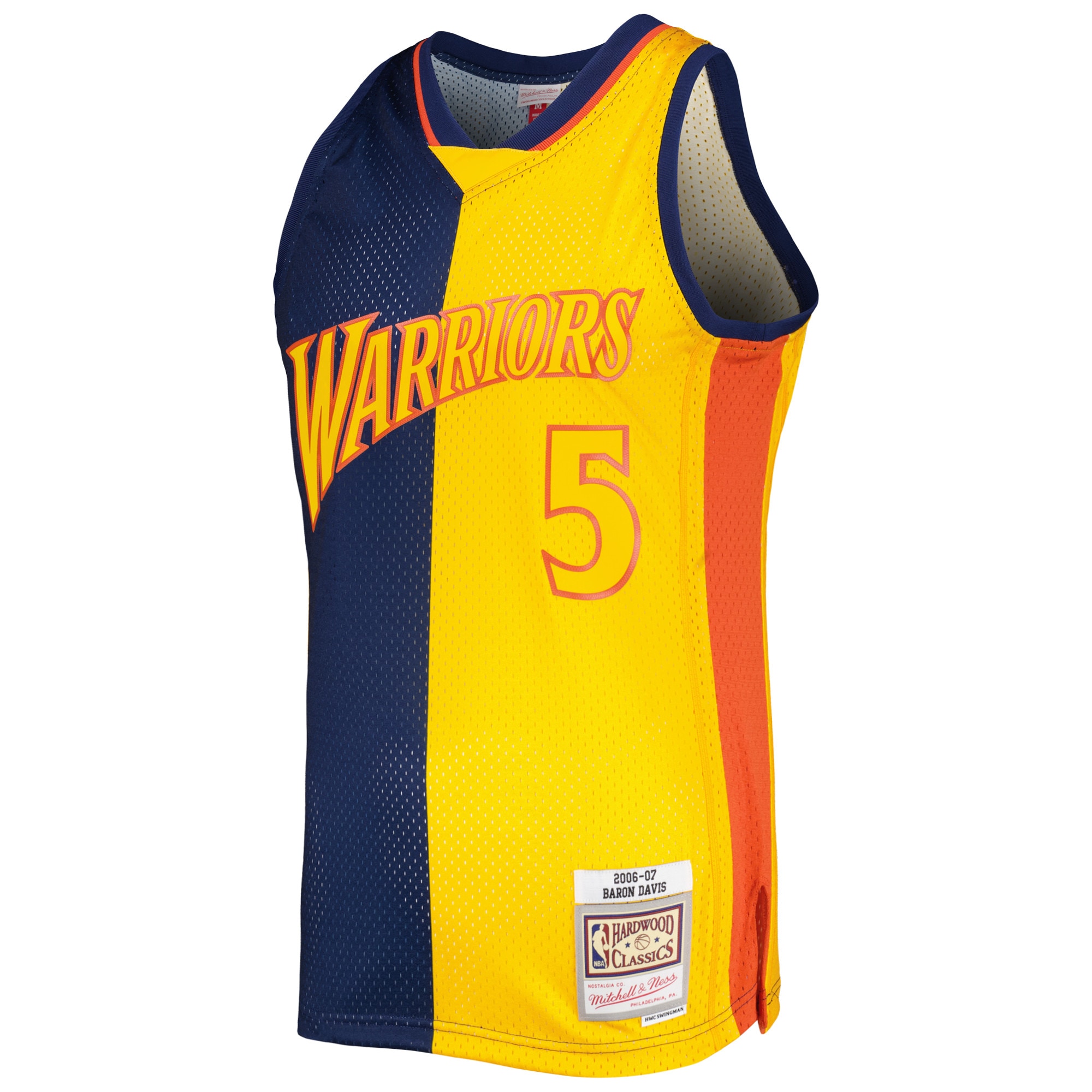 Mitchell Ness Baron Davis Navy/Gold Golden State Warriors Hardwood Classics 2006/07 Split Swingman NBA Jersey Men's