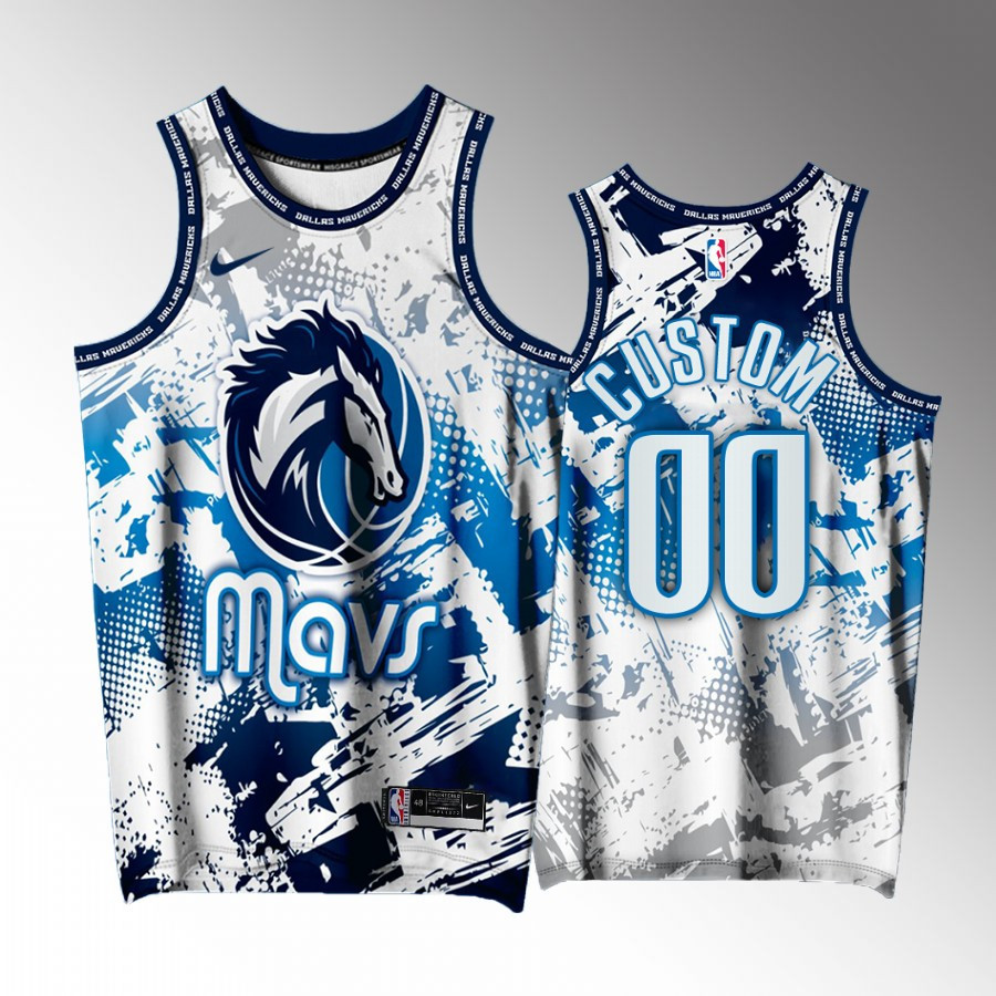 Custom 00 Dallas Mavericks White Printing Splash City Exclusive Edition NBA Jersey Men's