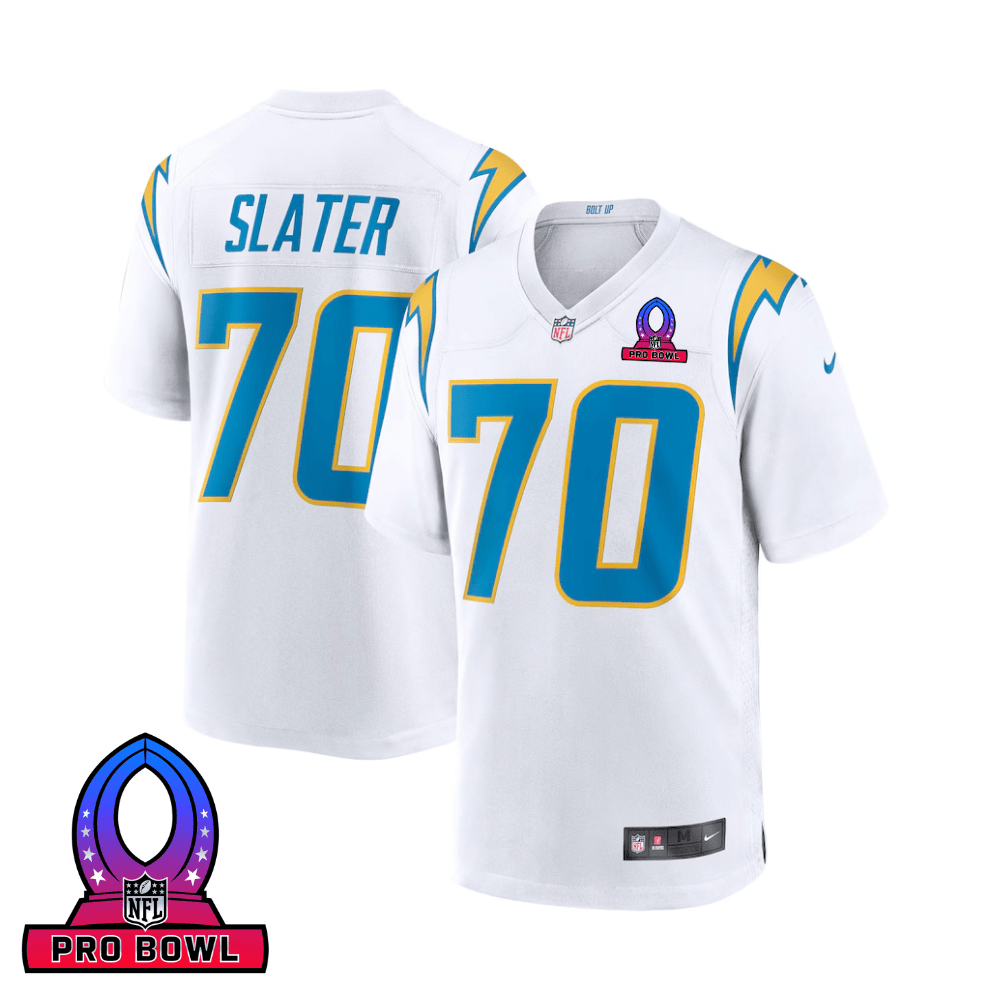 Rashawn Slater 70 Los Angeles Chargers 2025 Pro Bowl Patch Game White NFL Jersey Men's