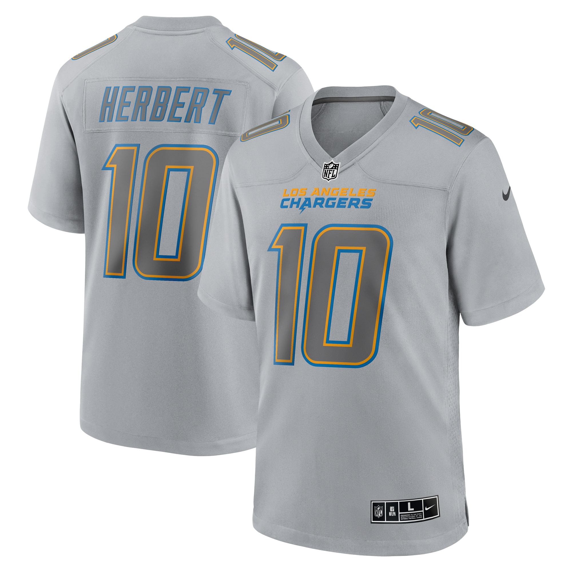 Los Angeles Chargers Justin Herbert Gray Atmosphere Fashion Game NFL Jersey Men's