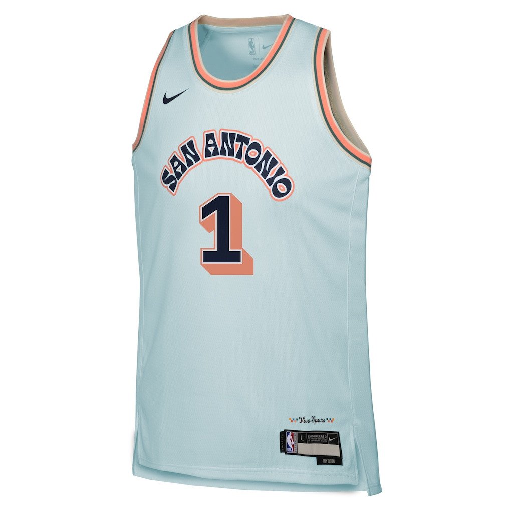Victor Wembanyama 1 San Antonio Spurs 2024/25 Swingman Playe City Edition Light Blue NBA Jersey Youth