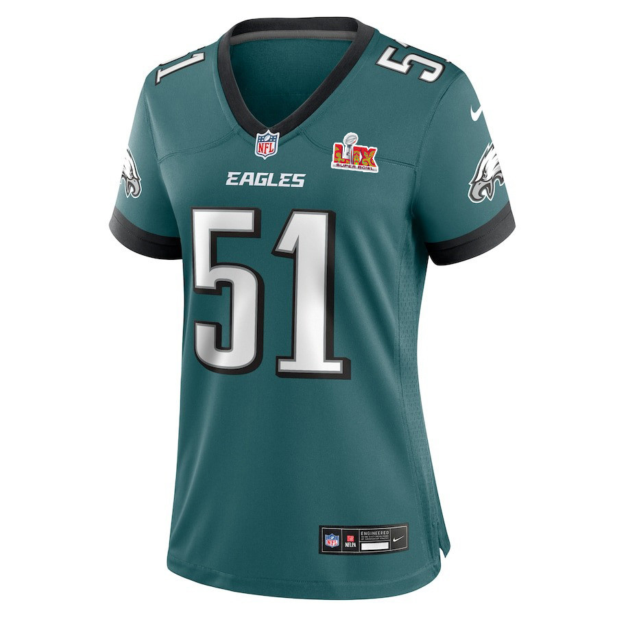 Cam Jurgens #51 Philadelphia Eagles Super Bowl LIX Midnight Green NFL Jersey Women's