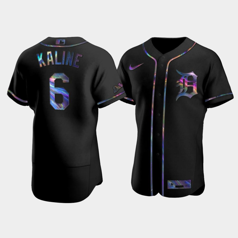 Detroit Tigers Al Kaline 6 Black Golden Edition Holographic MLB Jersey Men's