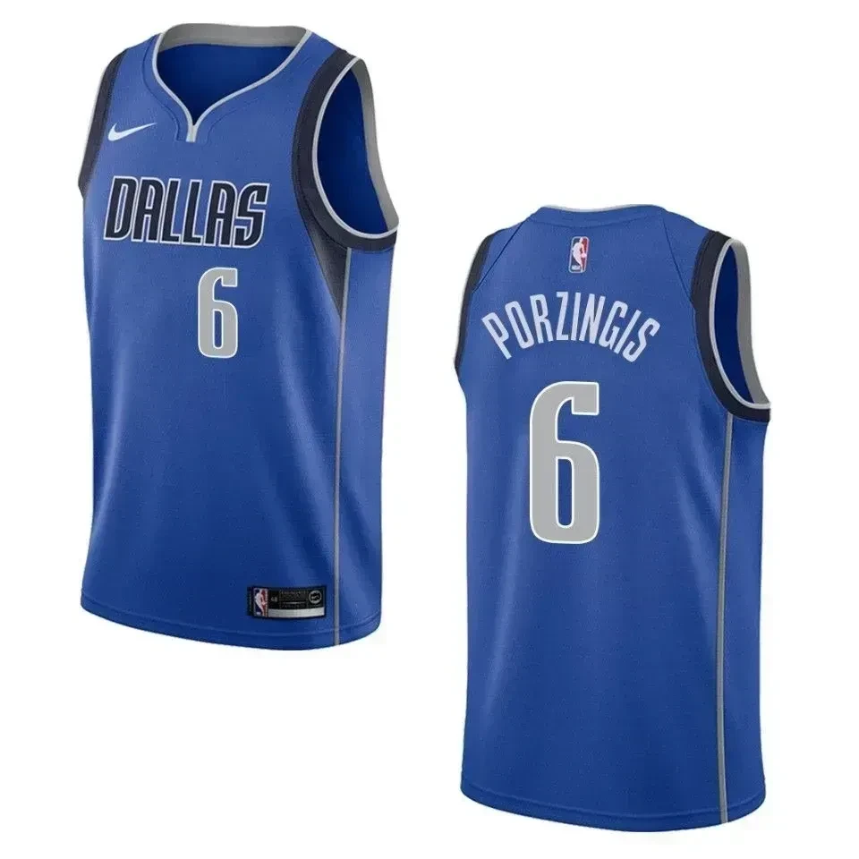 Dallas Mavericks 6 Kristaps Porzingis Icon Swingman Blue NBA Jersey Men's