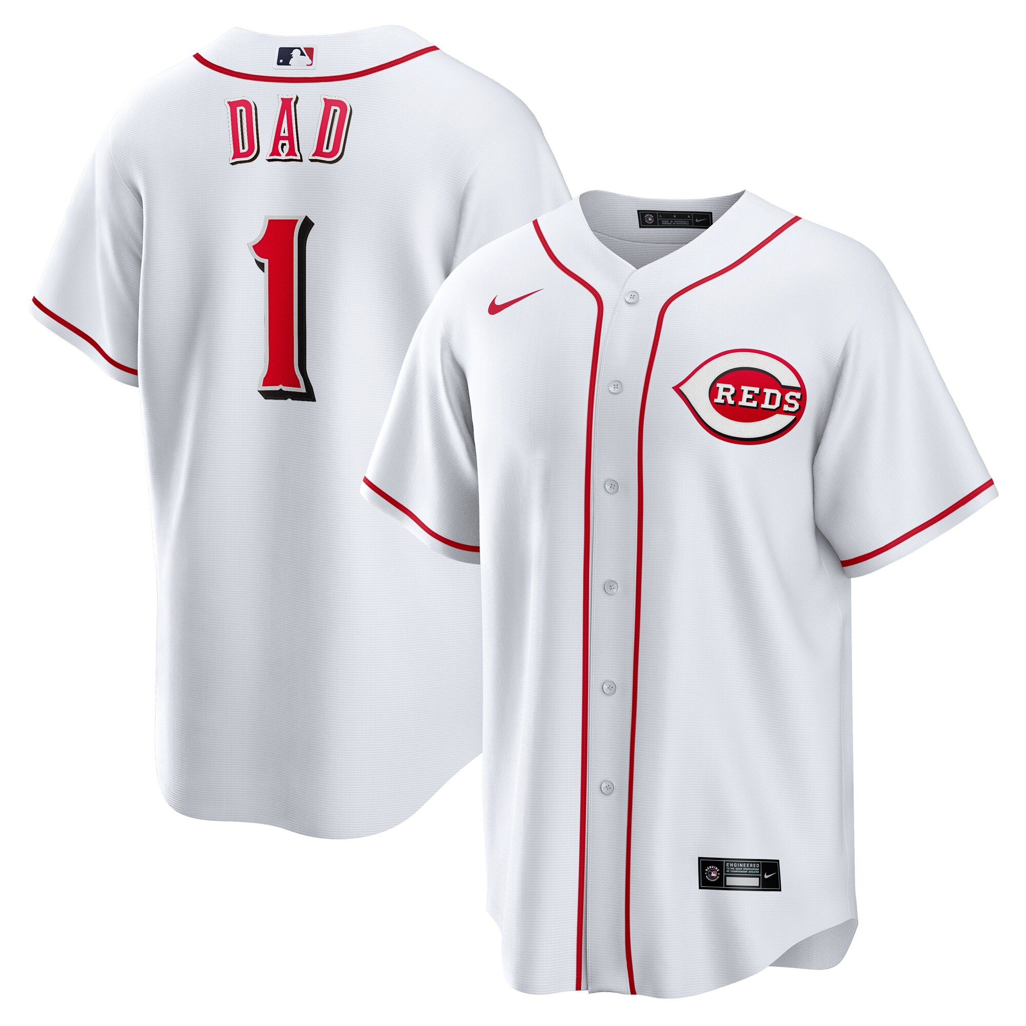 Cincinnati Reds White #1 Dad Home MLB Jersey Men's