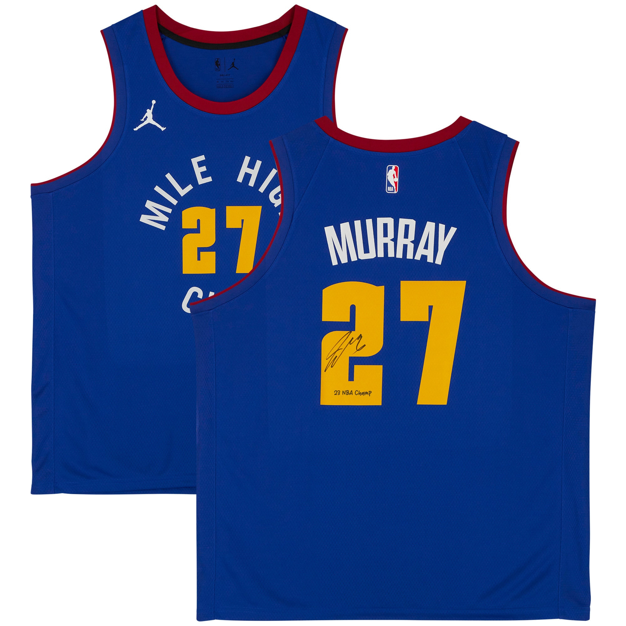 Jamal Murray 27 Denver Nuggets 2023 Finals Champions with & #8220;23 Champ& #8221; Blue NBA Jersey Men's