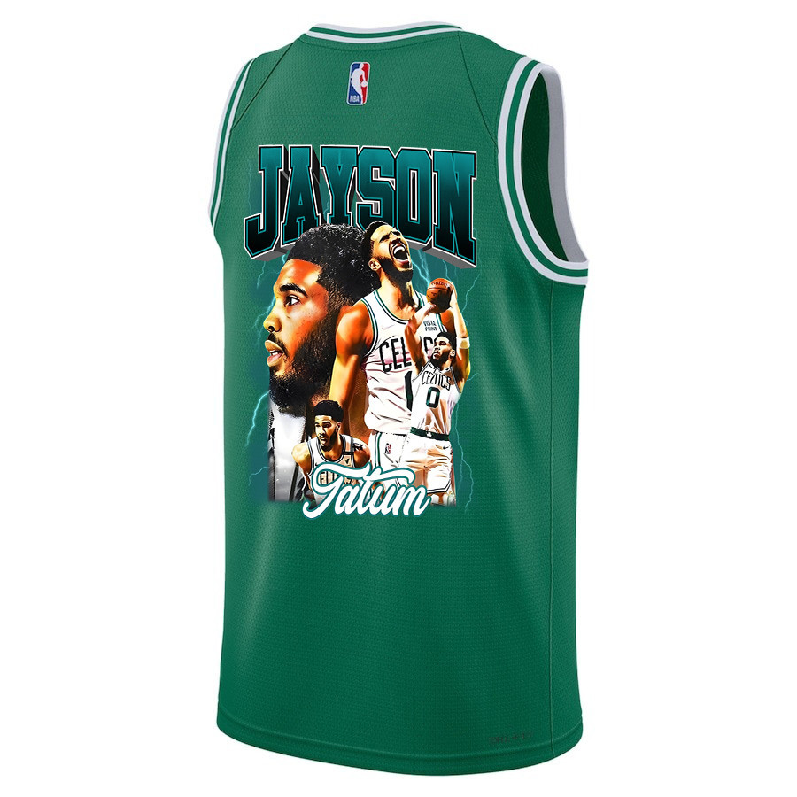Jayson Tatum 0 Boston Celtics 2024 Legacy of The Legend Icon Edition Final Champions Patch Green NBA Jersey Men's