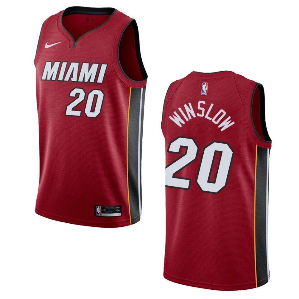 Miami Heat 20 Justise Winslow Statement Swingman Red NBA Jersey Men's