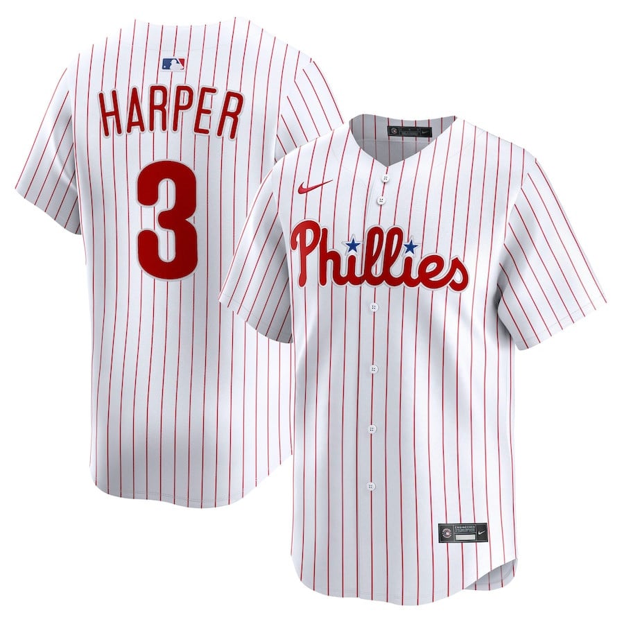 Bryce Harper 3 Philadelphia Phillies Home Limited Player White MLB Jersey Men's
