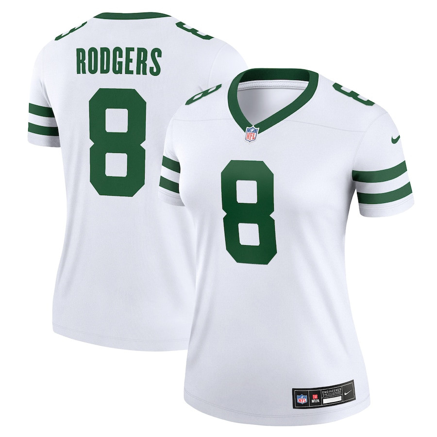 Aaron Rodgers 8 New York Jets Alternate Legend Spotlight White NFL Jersey Women's