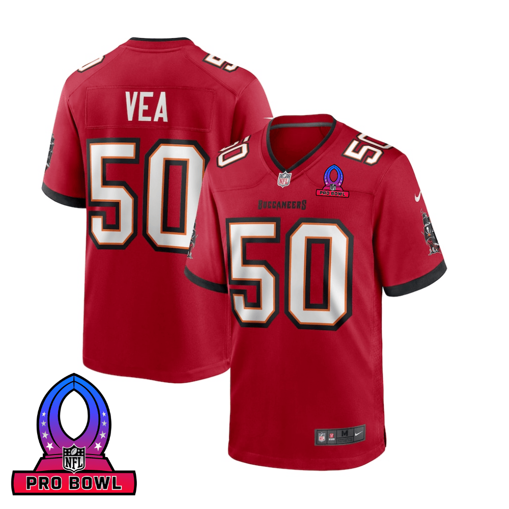 Vita Vea 50 Tampa Bay Buccaneers 2025 Pro Bowl Patch Game Red NFL Jersey Men's