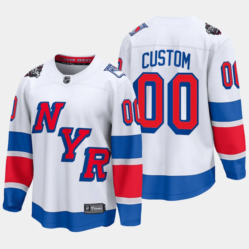 New York Rangers 2024 Stadium Series Patch Custom Breakaway White NHL Jersey Men's