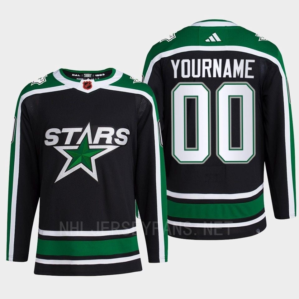Custom 00 Reverse Retro 2.0 2022 Dallas Stars Black Pro Primegreen NHL Jersey Men's