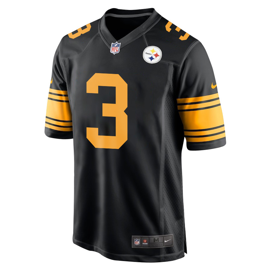 Russell Wilson 3 Pittsburgh Steelers Alternate Game Black NFL Jersey Men's